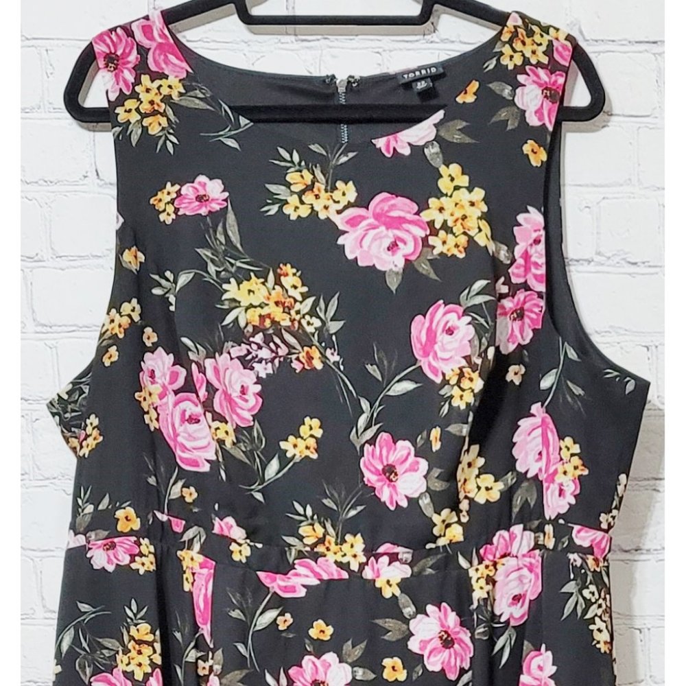 Torrid Black Floral Georgette Maxi Dress 22 - Picture 6 of 12
